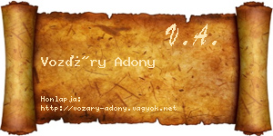 Vozáry Adony névjegykártya